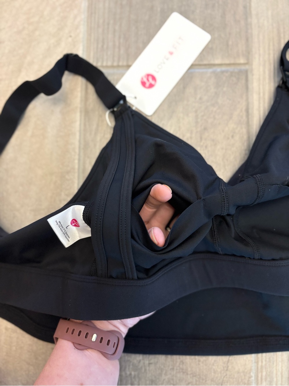 NWT Love & Fit Cadence Nursing Pumping Bra Hands Free Breastfeeding Large Black - Picture 12 of 15